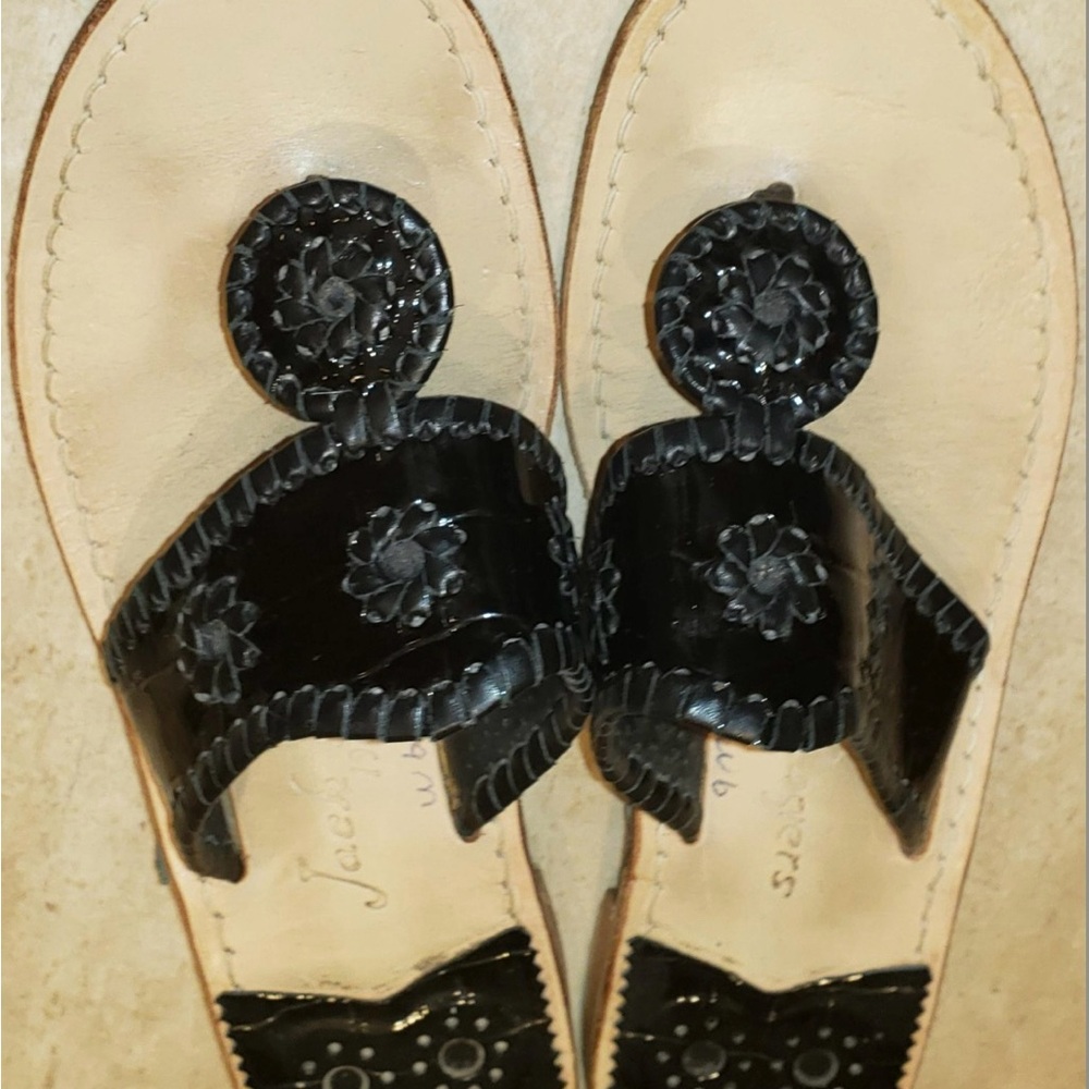 Jack Rogers Black Leather Women's Sandals